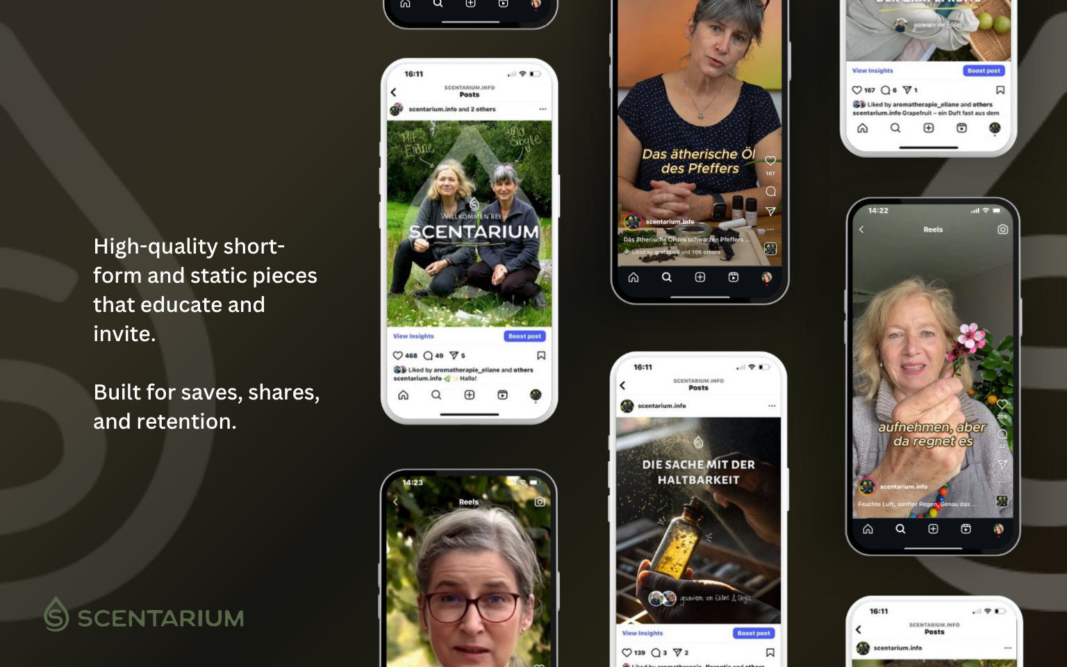 Scentarium short-form and static content examples